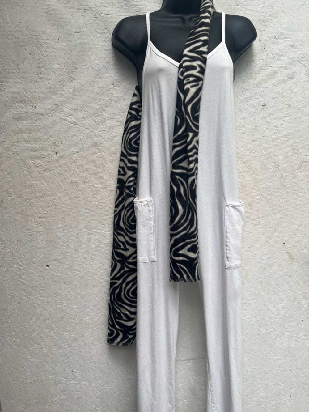 White Sleeveless Pocket Jumpsuit